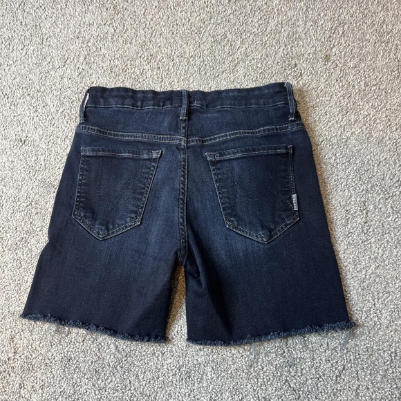 Mother Shorts Womens 28 Dark‎ Wash Denim Cutoff Raw Hem Jean Mid Rise Stretch - Picture 12 of 14